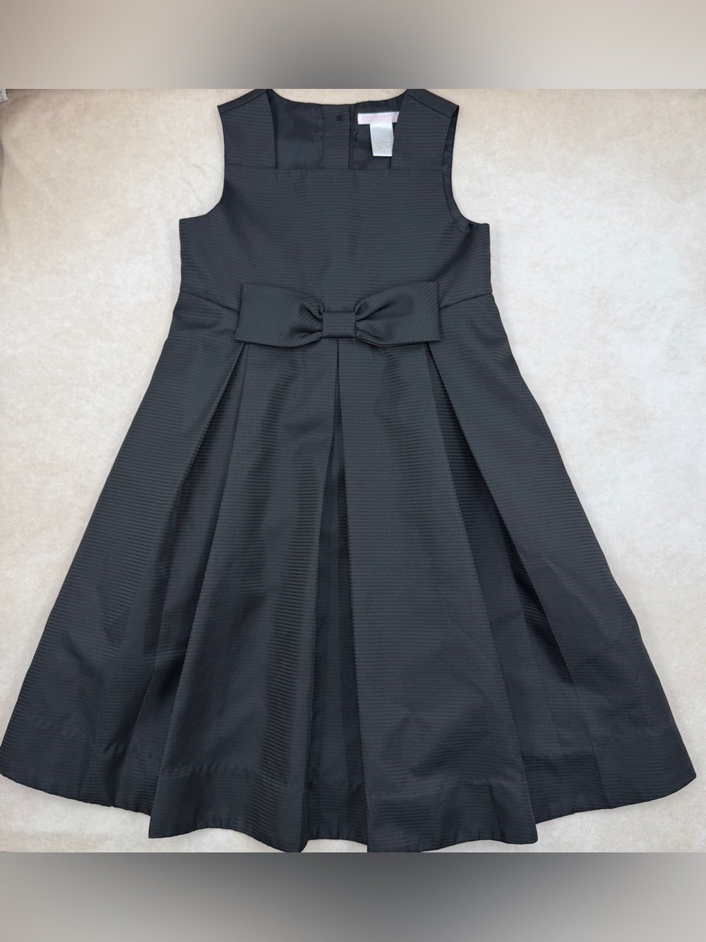 Janie and Jack Winter Cheer Black Sleeveless Bow-Waist Pleated Dress